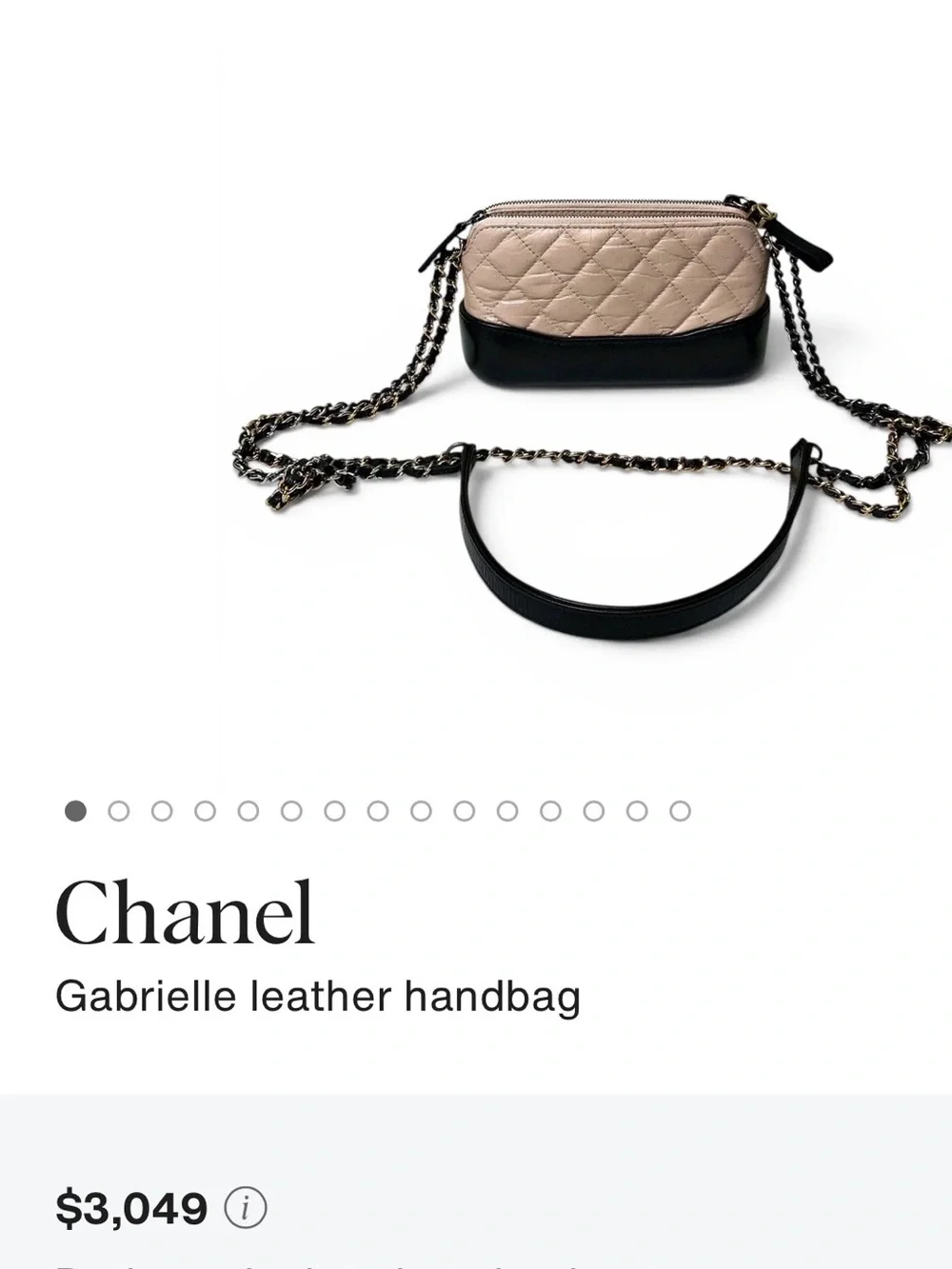 CHANEL Gabrielle aged calfskin Leather Crossbody Clutch w/ two tone chain Strap